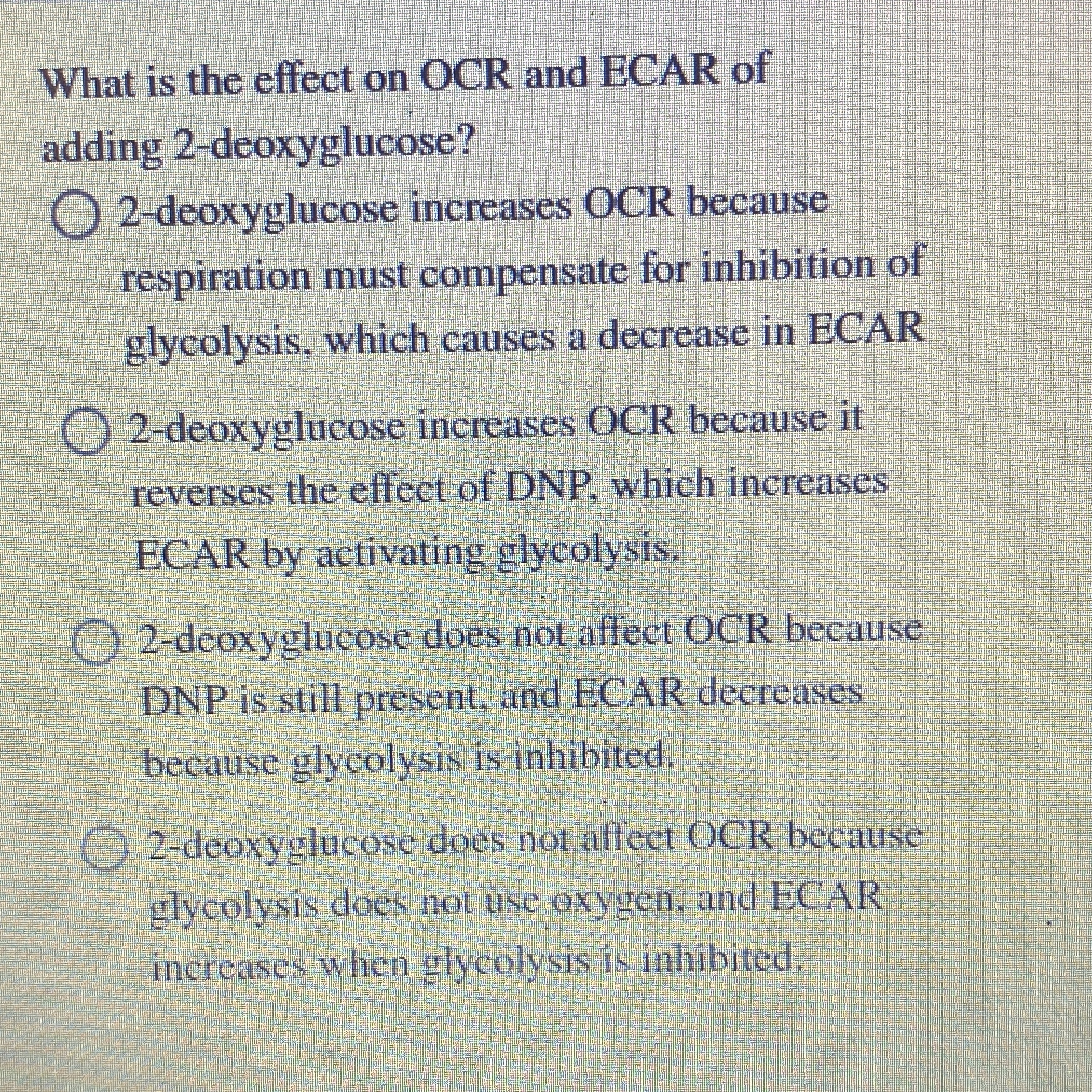 What is the effect on OCR and ECAR of adding 2 -