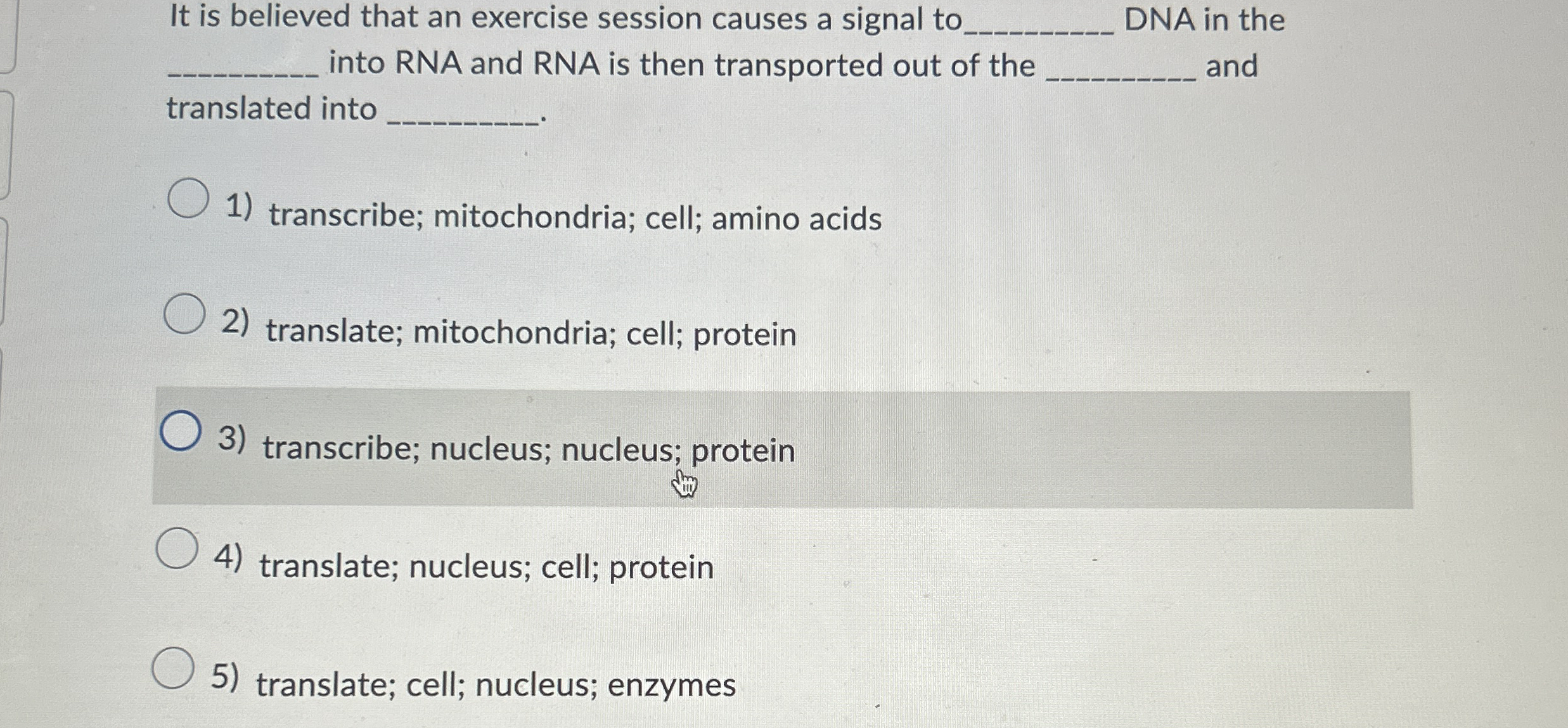 It is believed that an exercise session causes a