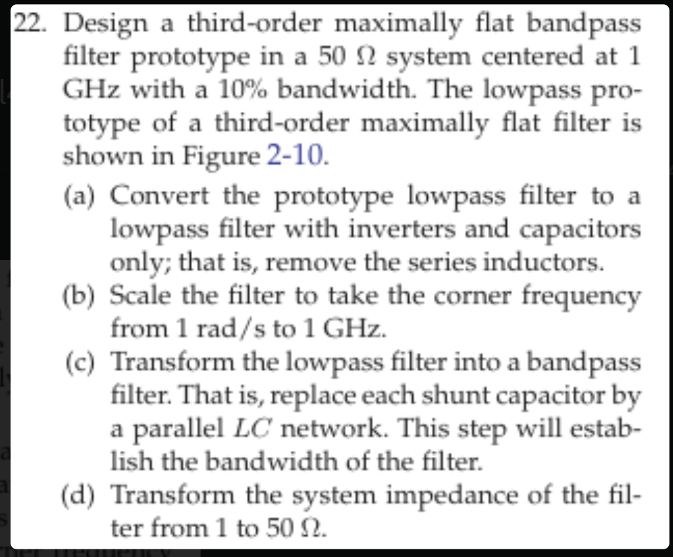 2 2 . Design a third - order maximally flat
