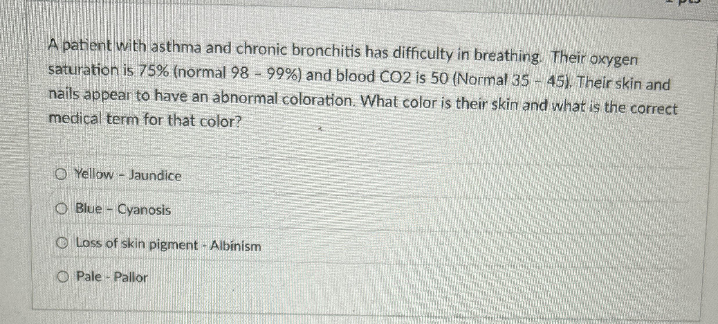 A patient with asthma and chronic bronchitis has