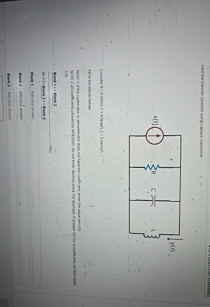 Hond the transter function using Laplace