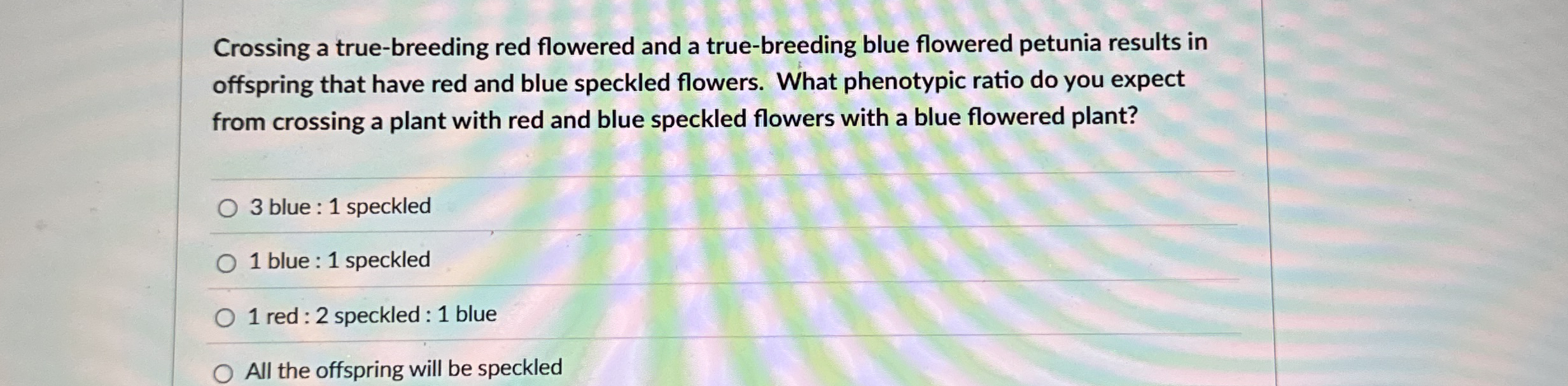 Crossing a true - breeding red flowered and a