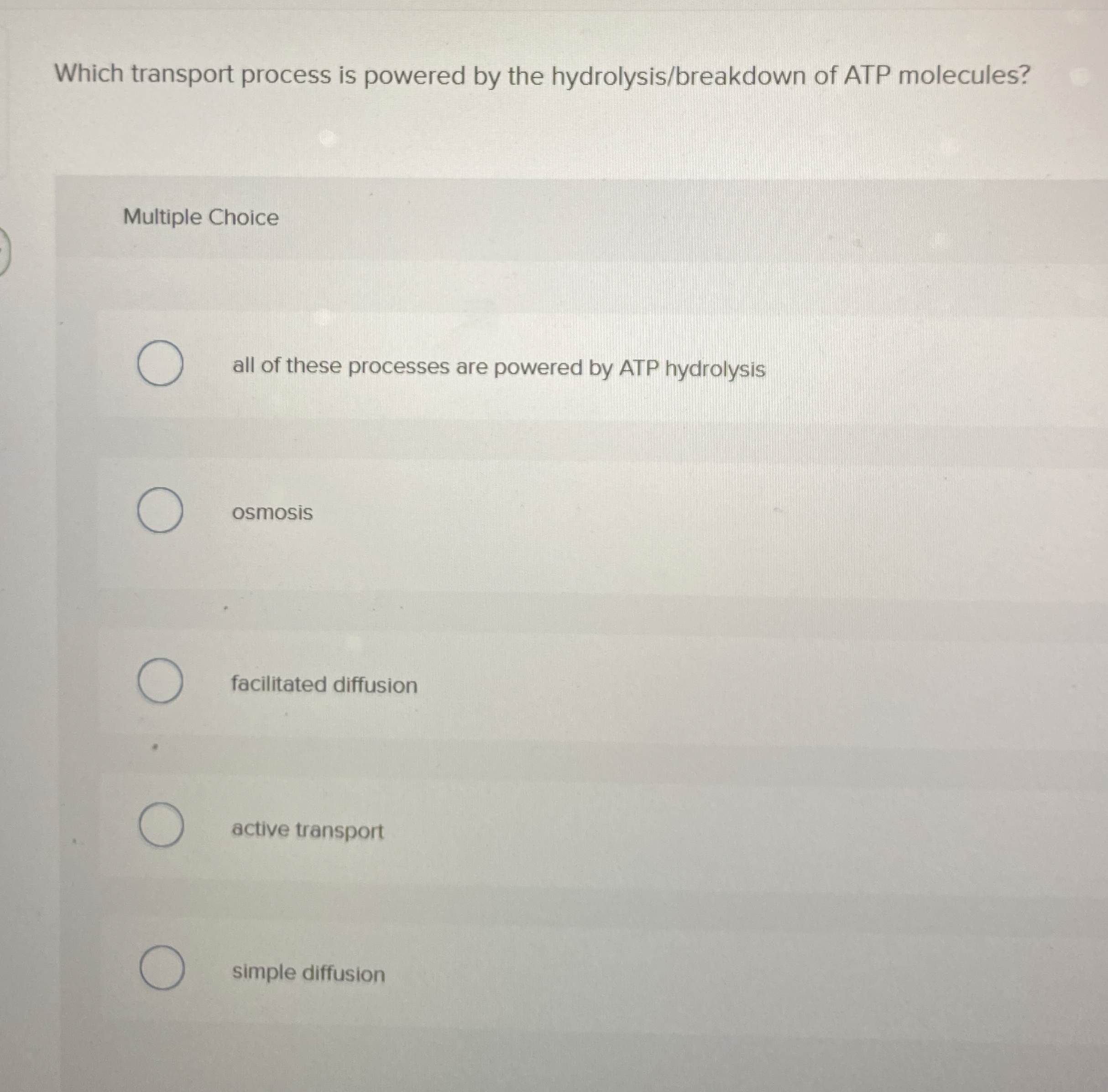 Which transport process is powered by the