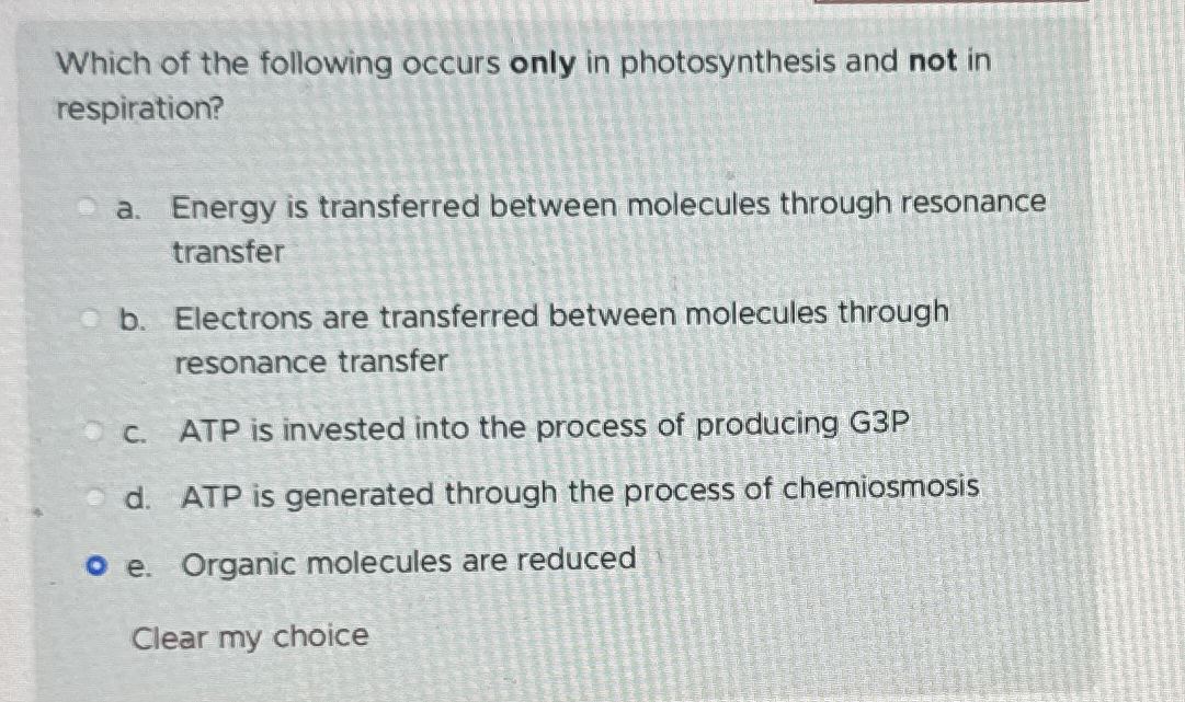 Which of the following occurs only in