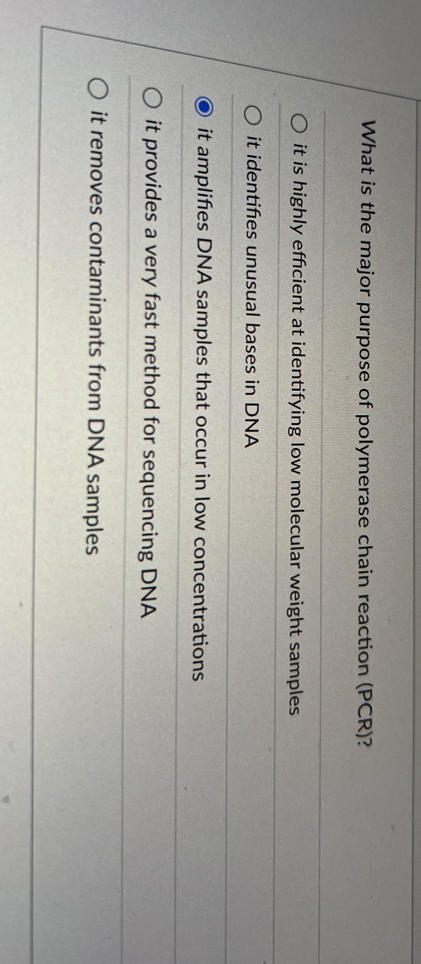 What is the major purpose of polymerase chain