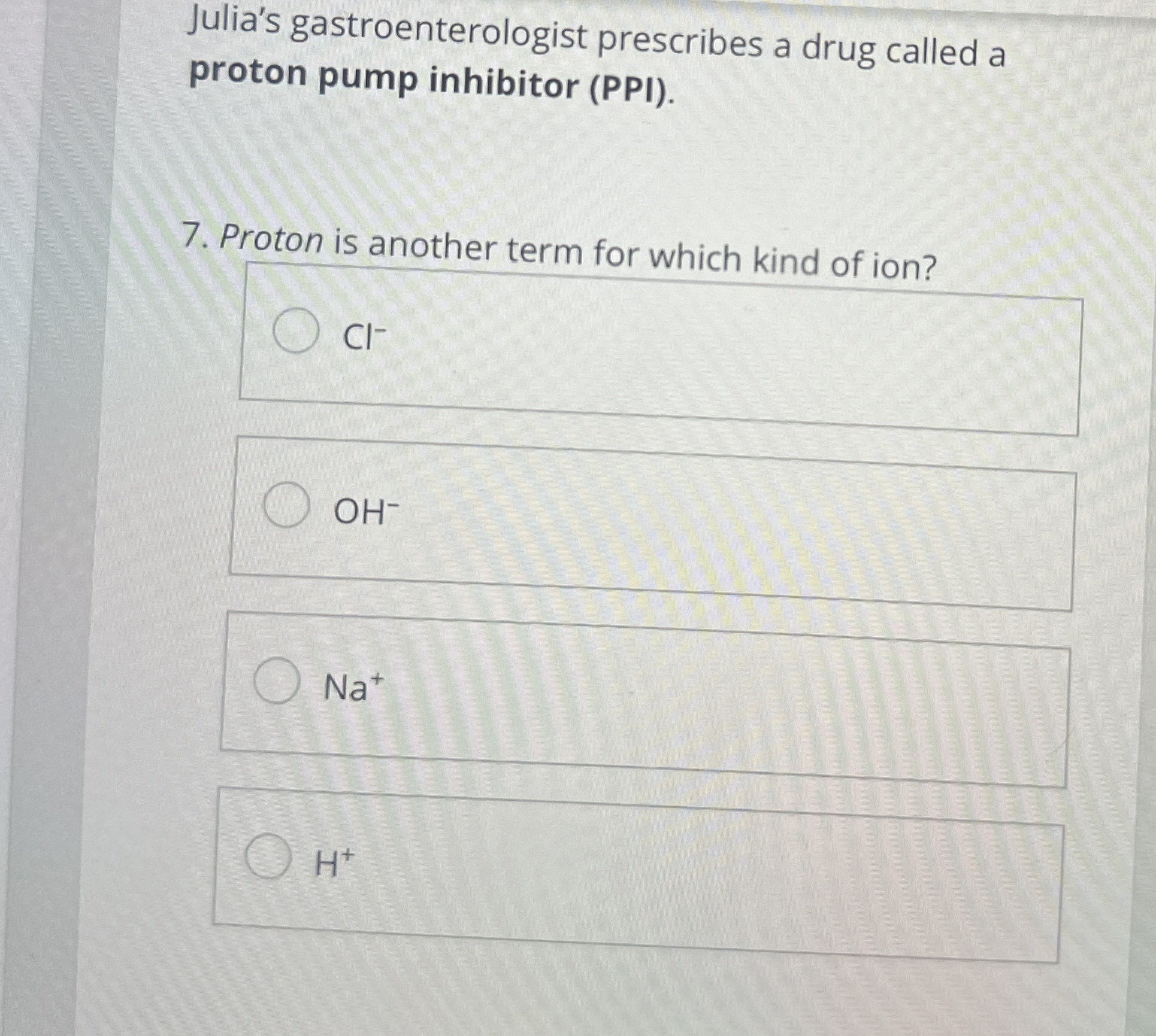 Julia's gastroenterologist prescribes a drug