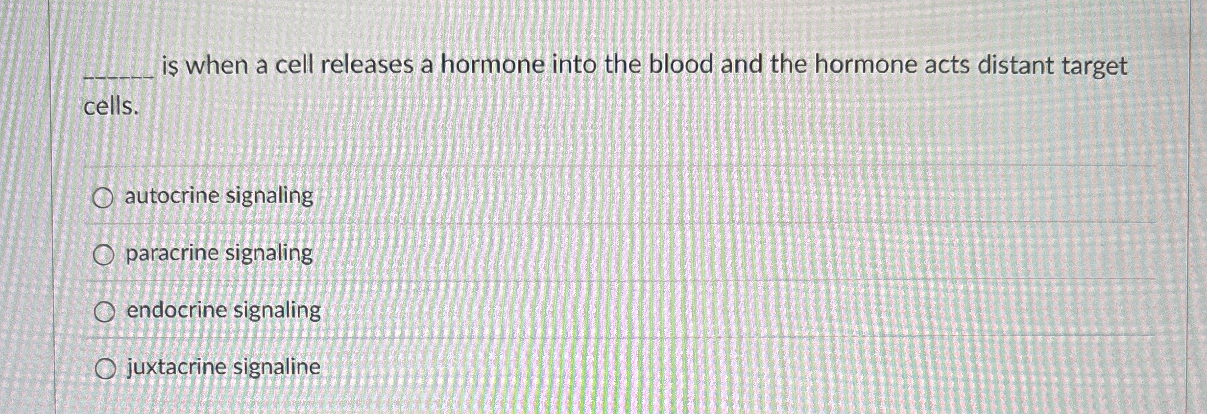 q , is when a cell releases a hormone into the