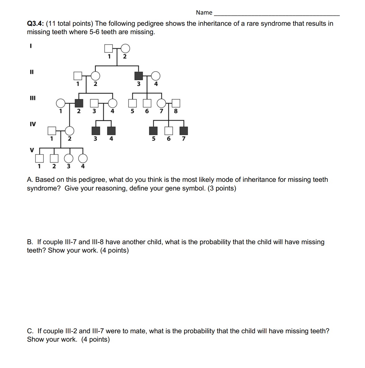 Q 3 . 4 : ( 1 1 total points ) The following