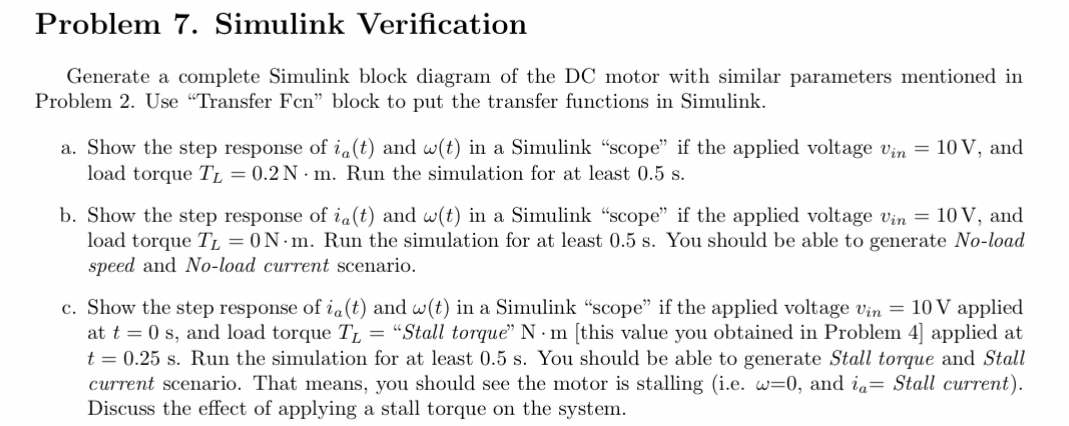 Problem 7 . Simulink Verification Generate a