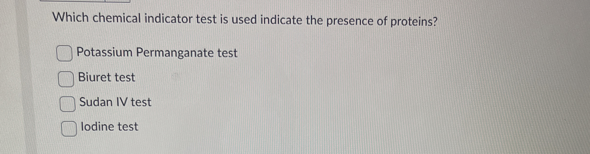 Which chemical indicator test is used indicate