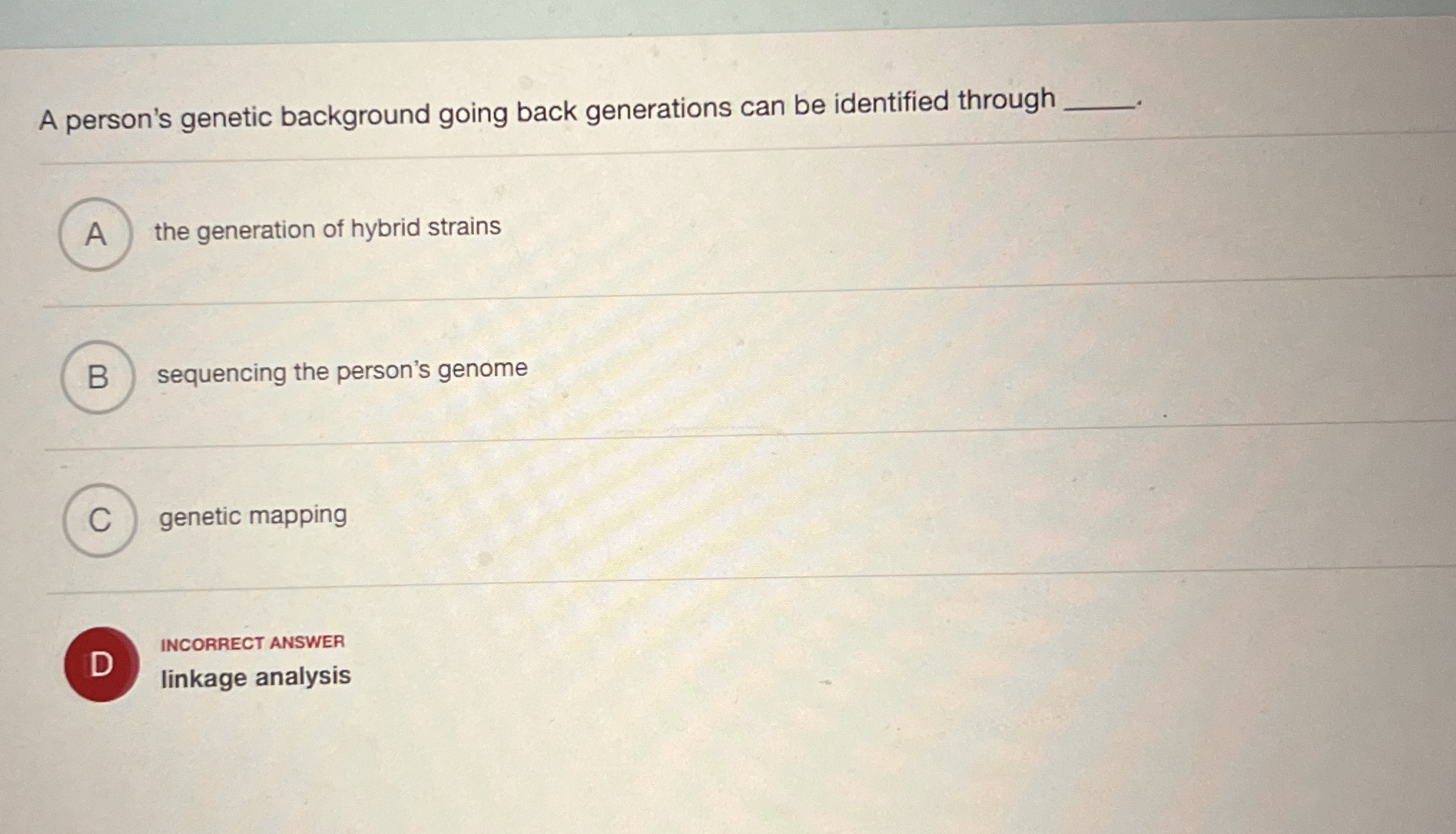 A person's genetic background going back