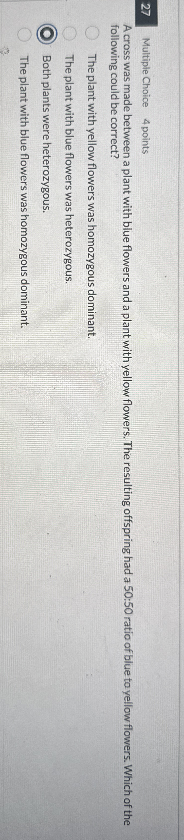2 7 Multiple Choice 4 points A cross was made