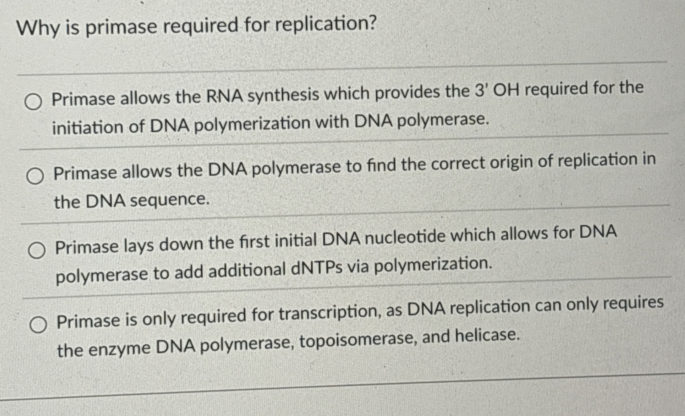 Why is primase required for replication? Primase