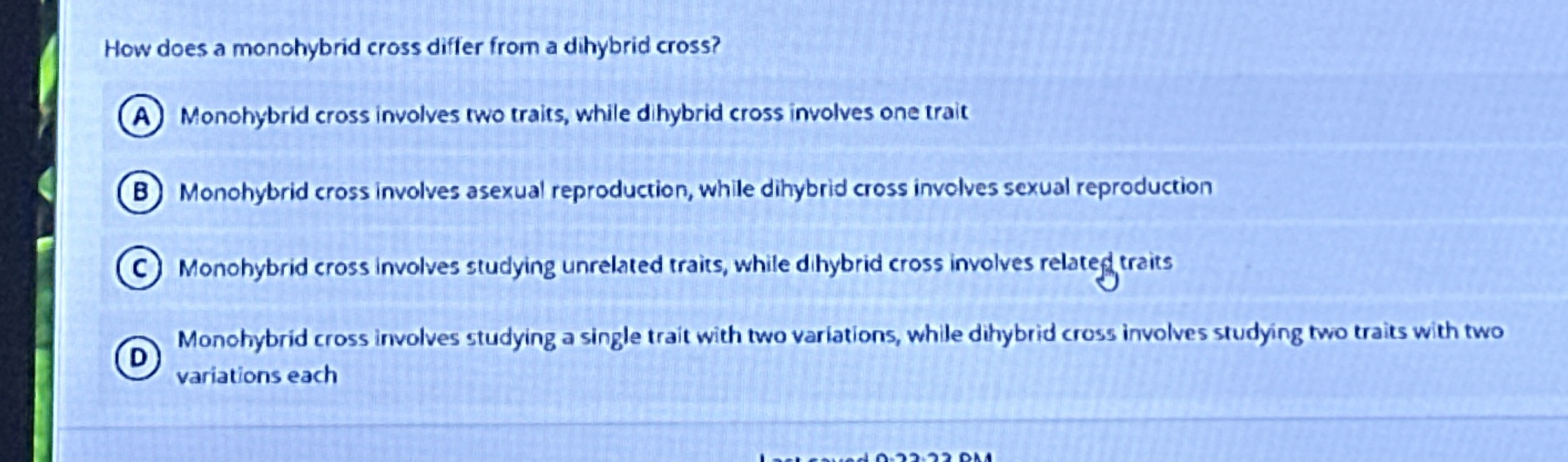 How does a monohybrid cross differ from a