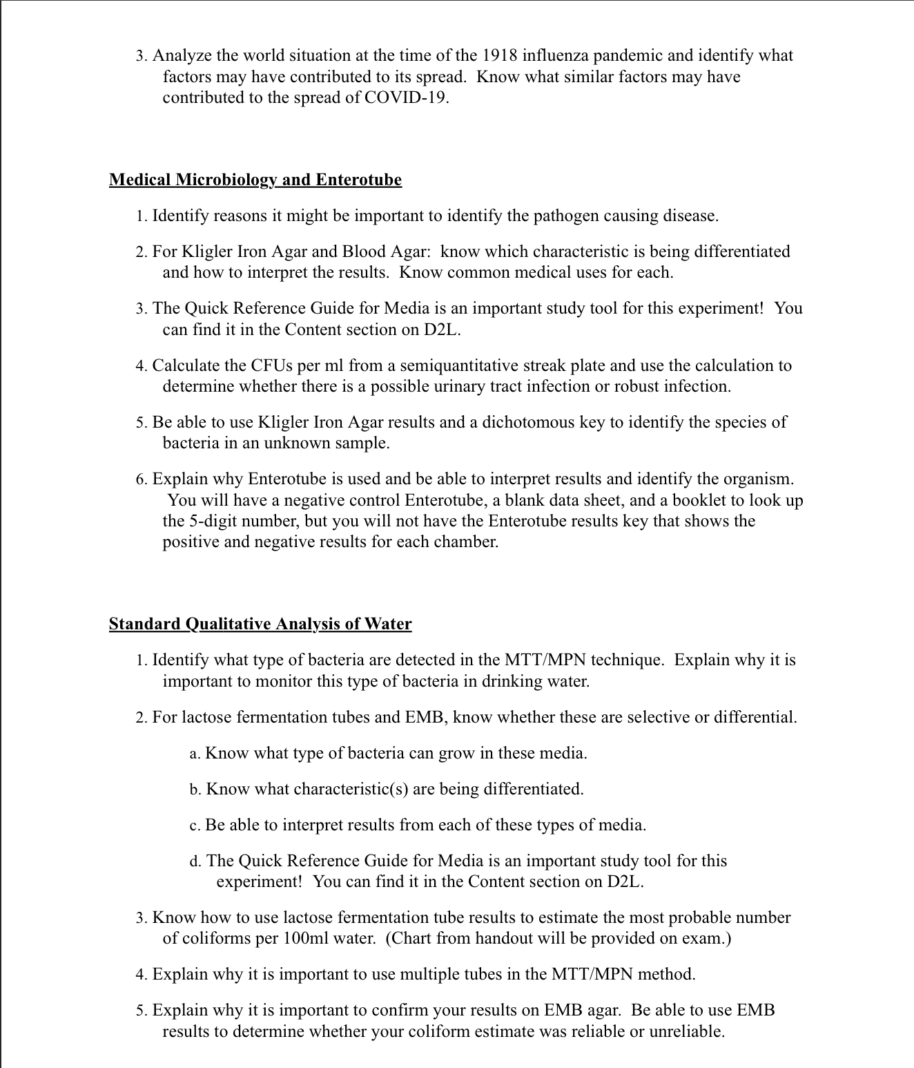 Study Guide for Lab Exam 2 ( roughly 2 5 - 3 0