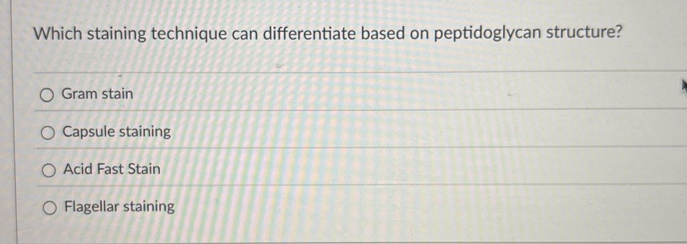 Which staining technique can differentiate based