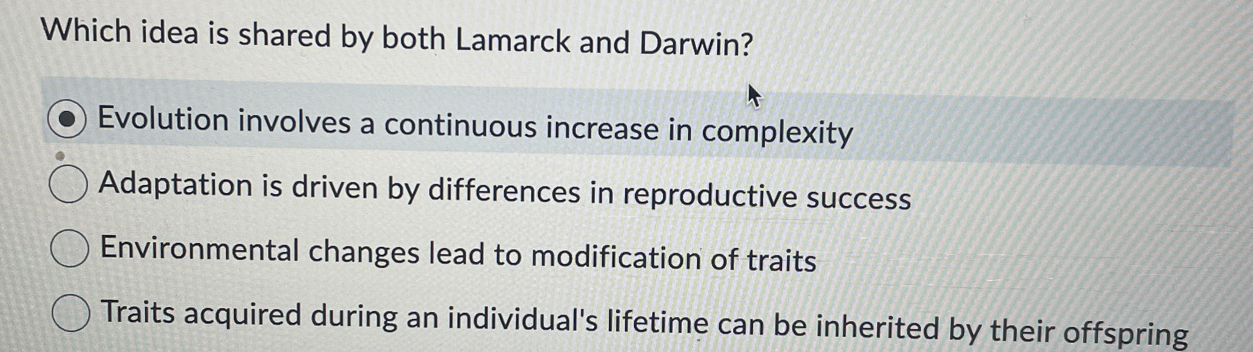 Which idea is shared by both Lamarck and Darwin?