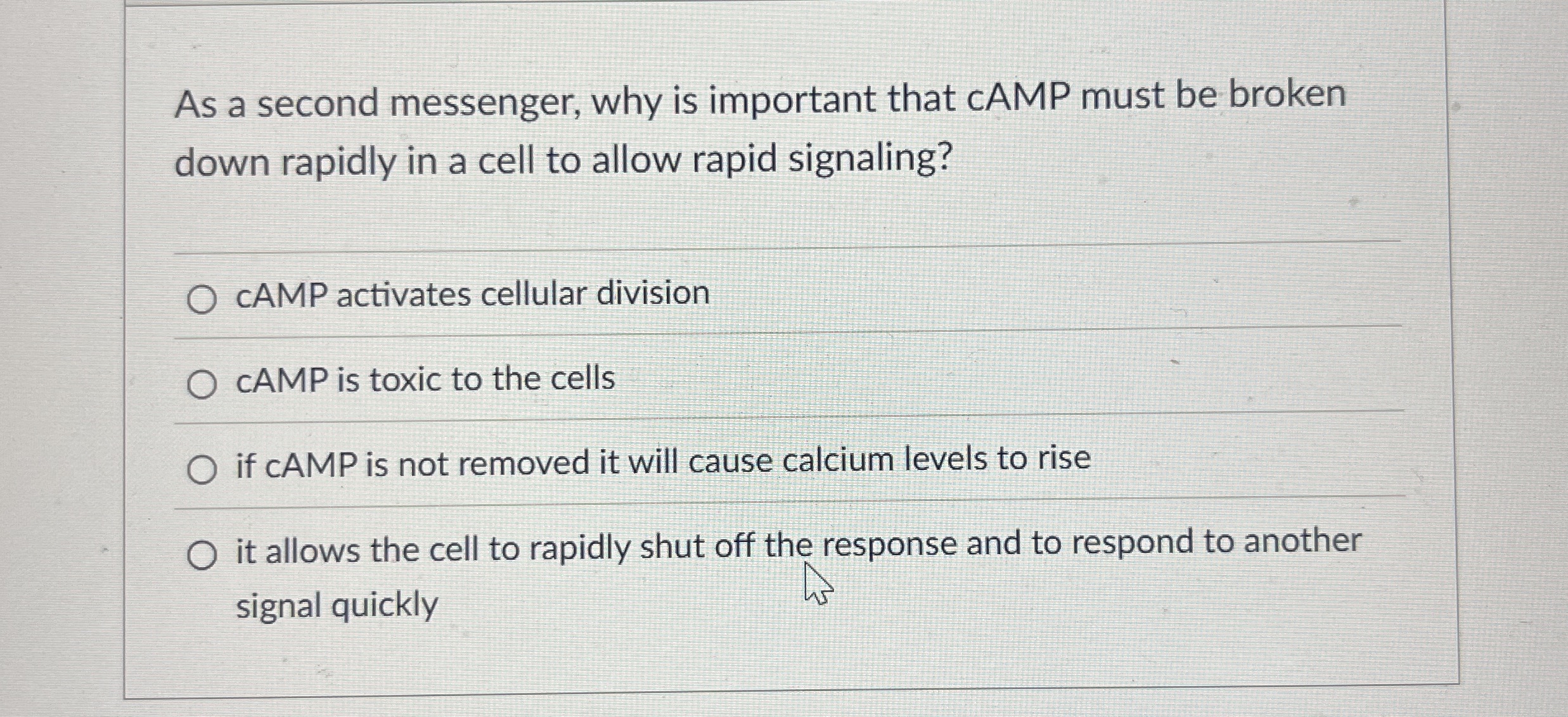 As a second messenger, why is important that cAMP