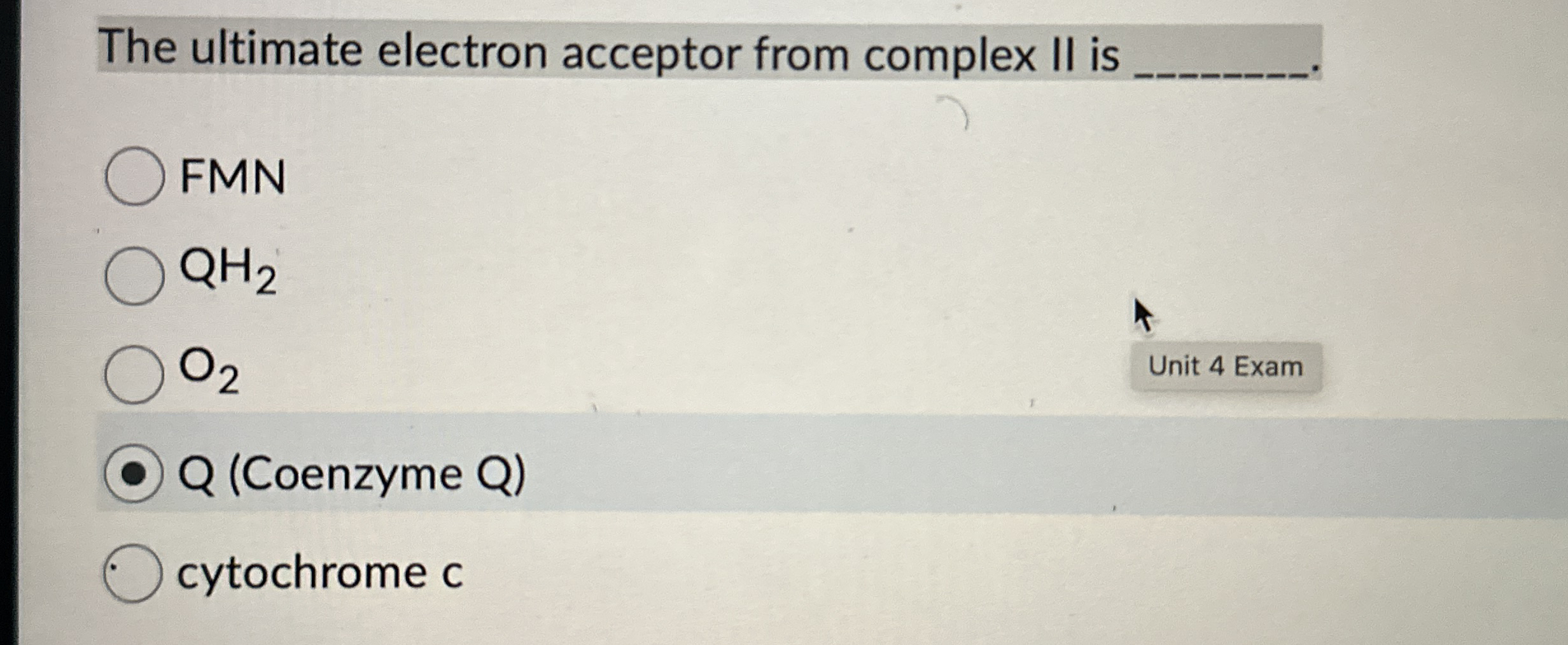 The ultimate electron acceptor from complex II is