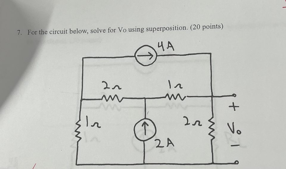 For the circuit below, solve for Vo using