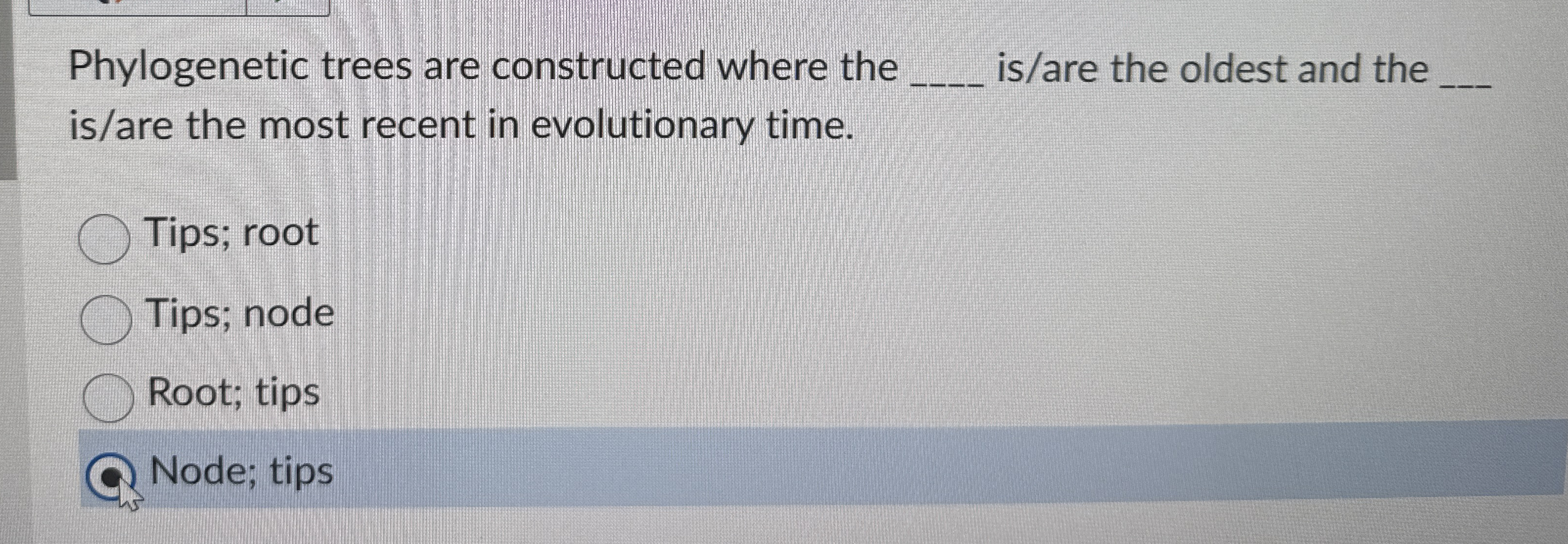 Phylogenetic trees are constructed where the q ,