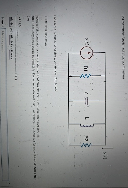 Find the transfer function using Laplace