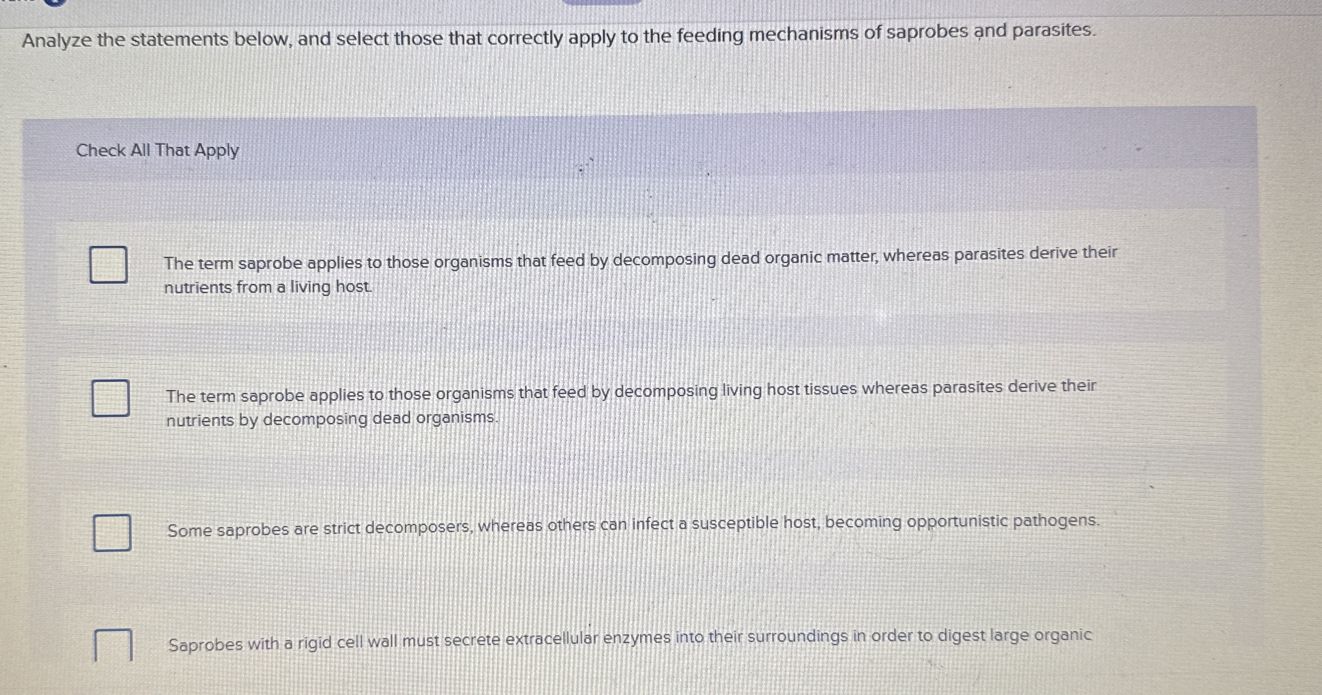 Analyze the statements below, and select those