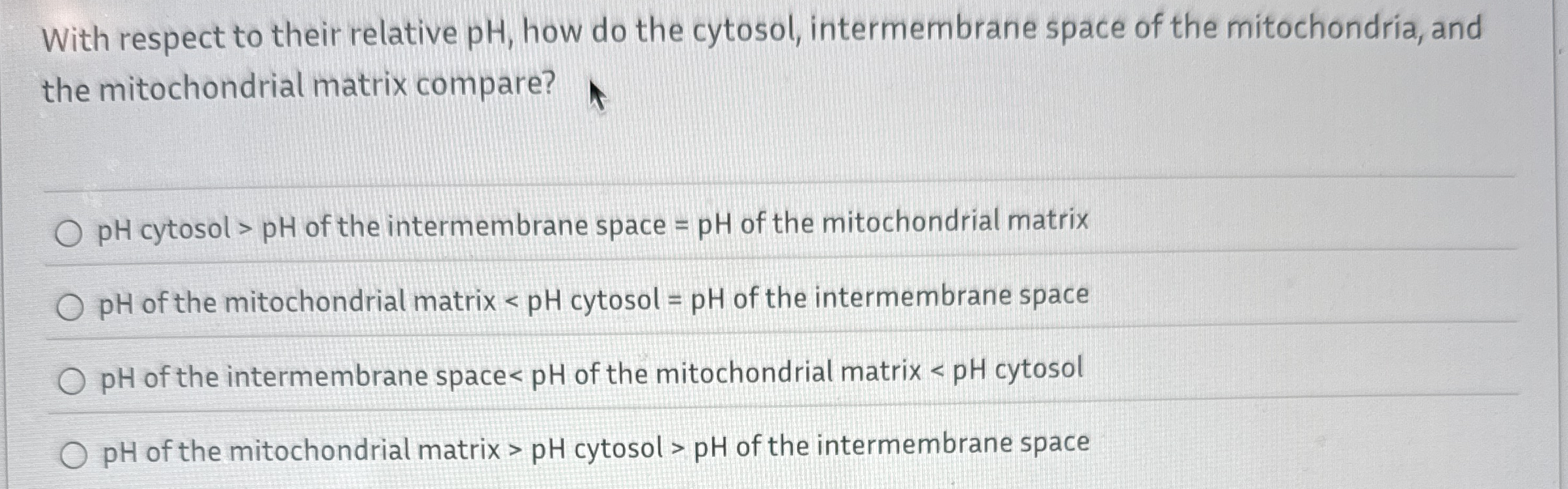 With respect to their relative pH , how do the