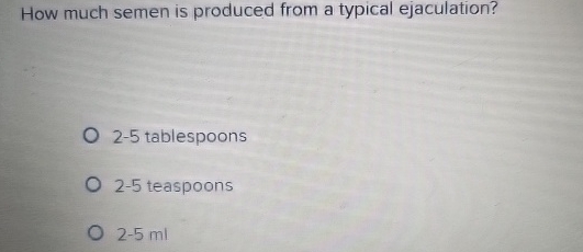 How much semen is produced from a typical
