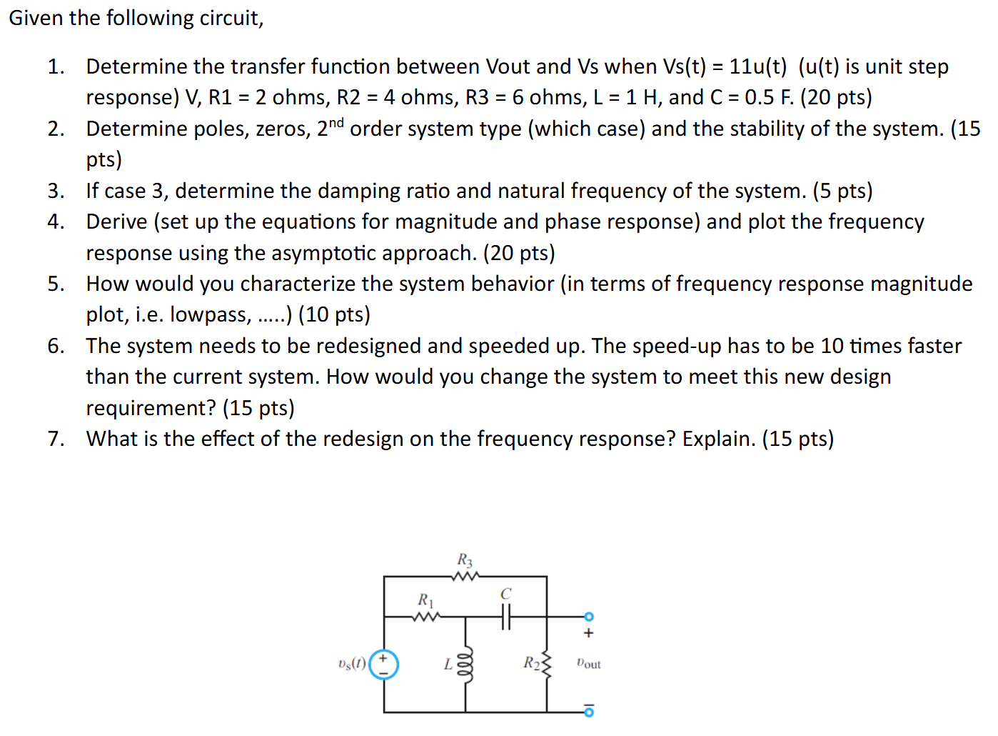 Given the following circuit, Determine the