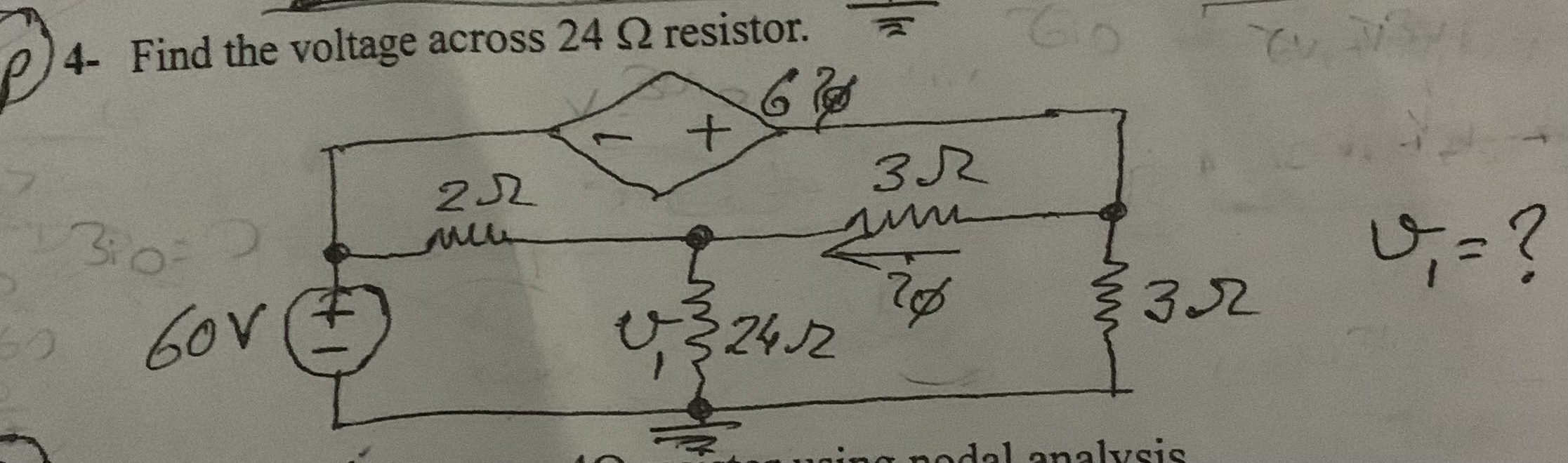 4 - Find the voltage across 2 4 resistor.
