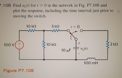 . 1 0 8 Find v 0 ( t ) for t > 0 in the network