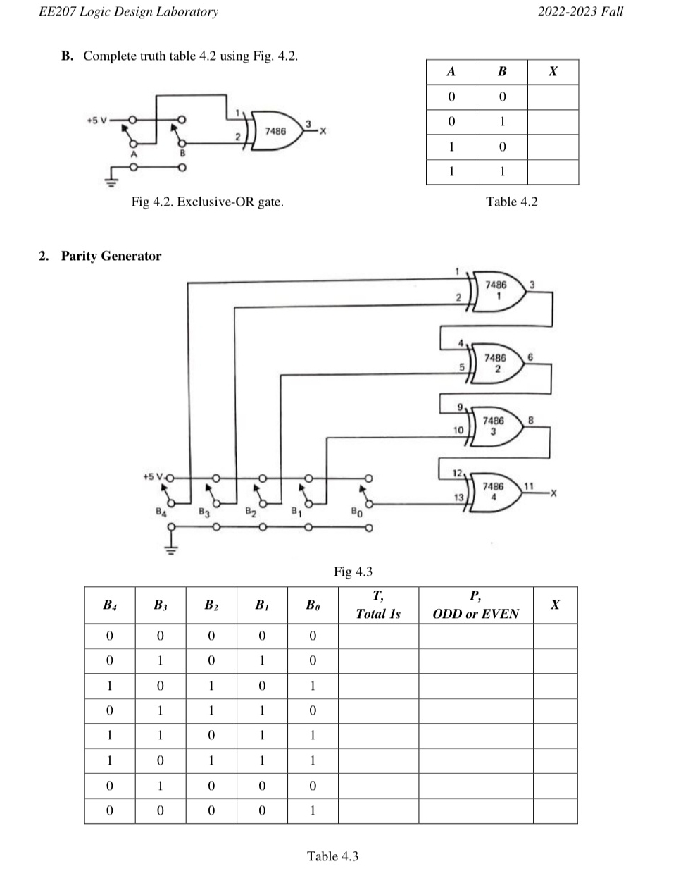 EE 2 0 7 Logic Design Laboratory 2 0 2 2 - 2 0 2