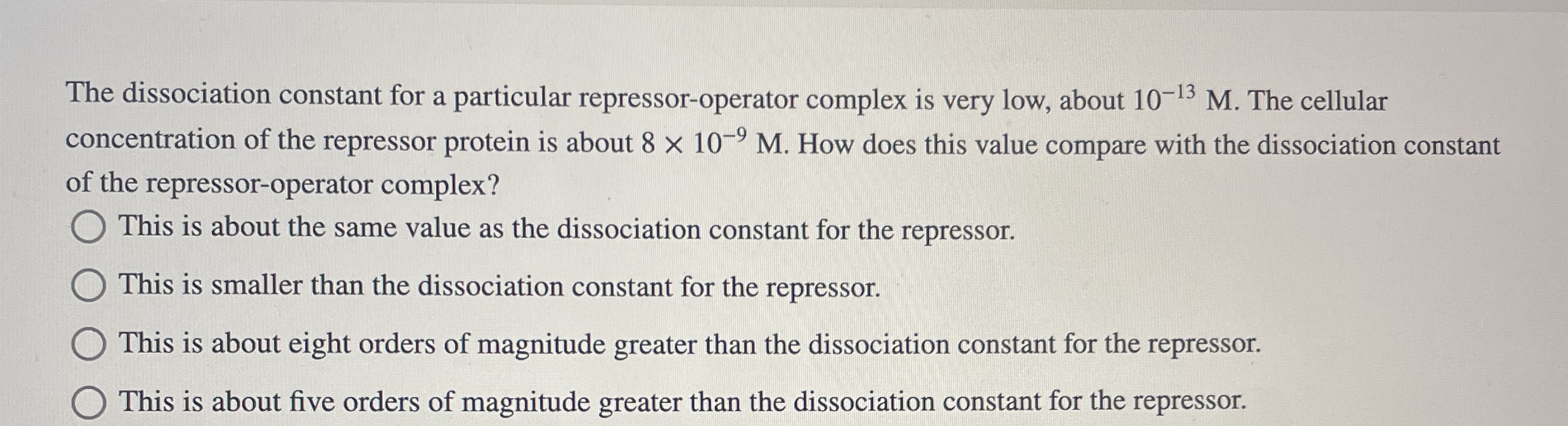 The dissociation constant for a particular