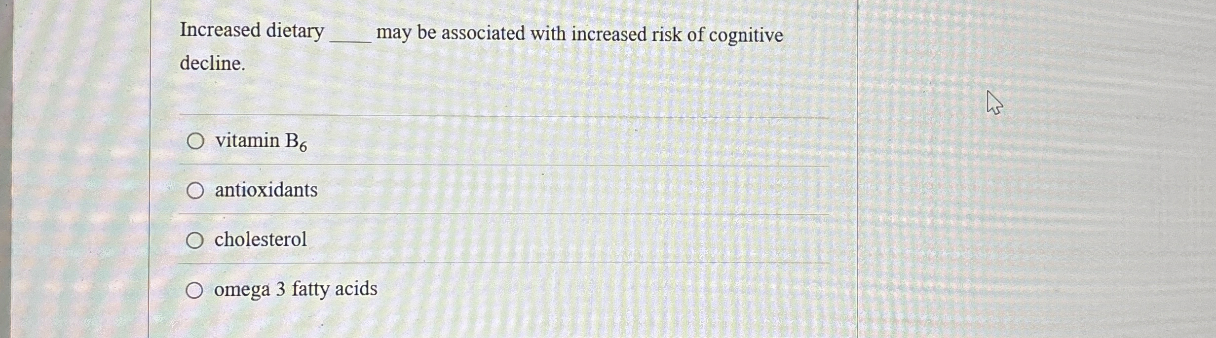 Increased dietary q , may be associated with