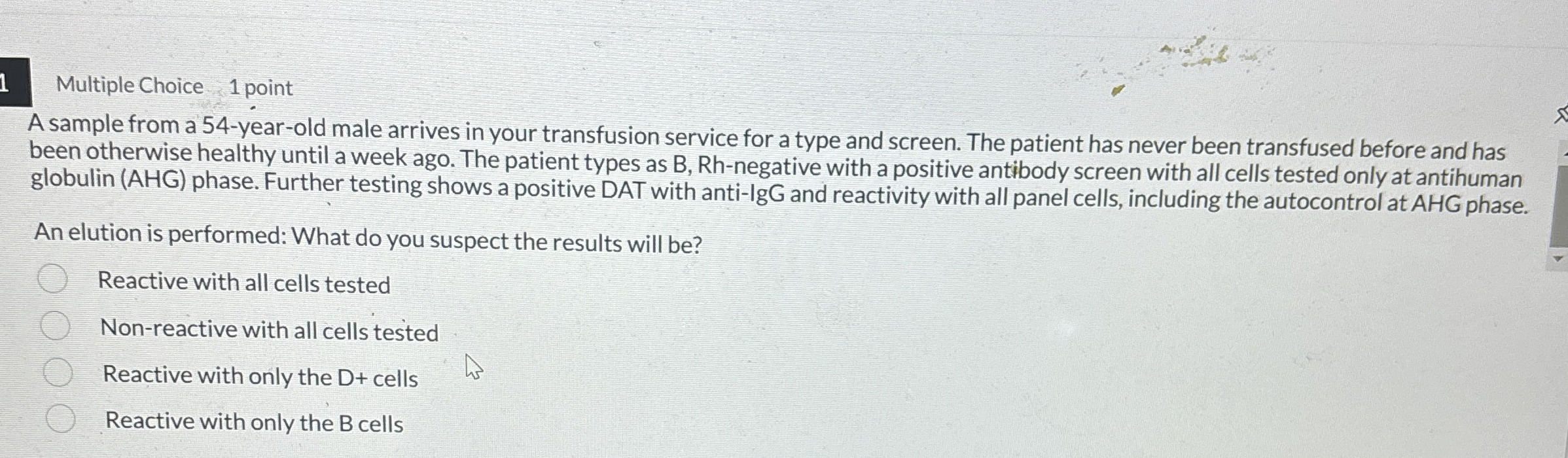 Multiple Choice 1 point A sample from a 5 4 -