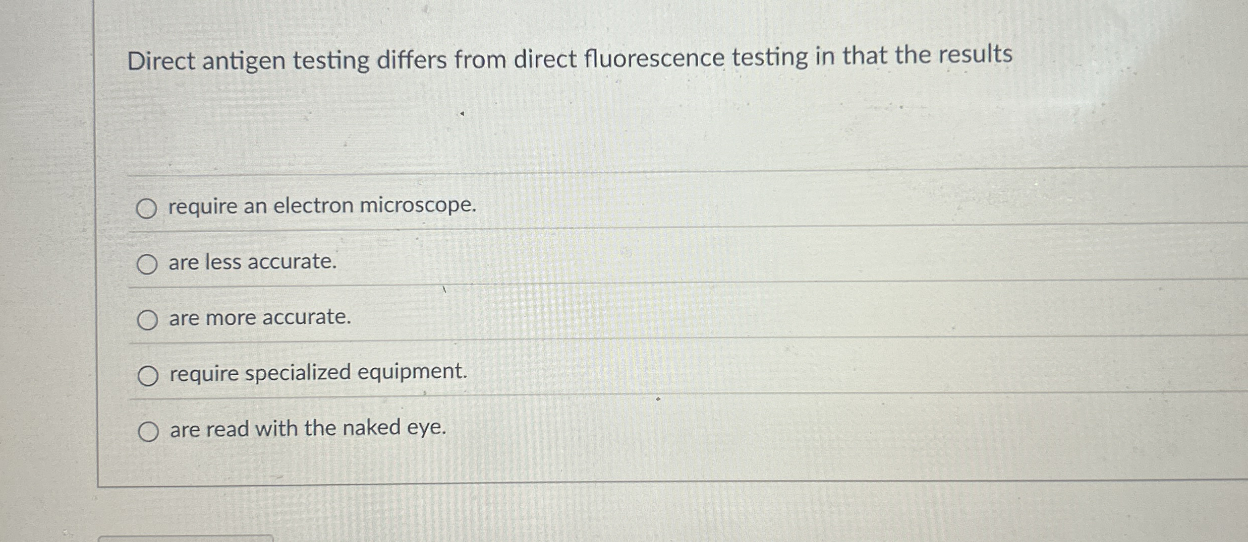 Direct antigen testing differs from direct