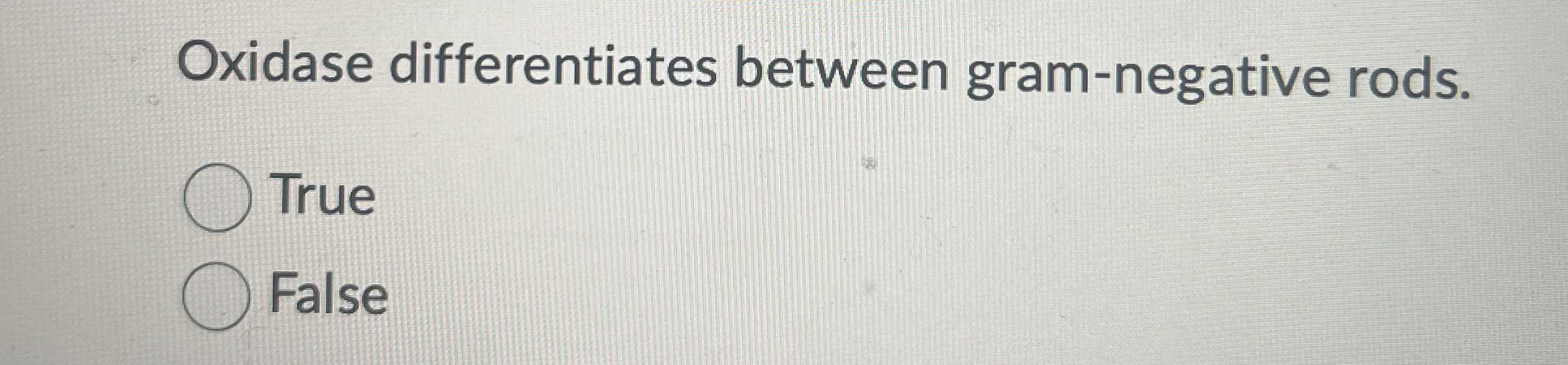 Oxidase differentiates between gram - negative