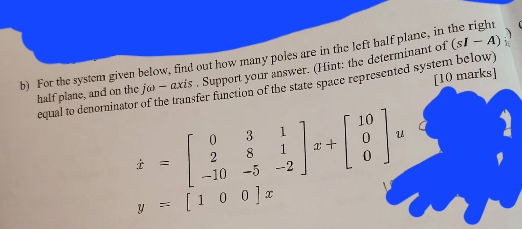b ) For the system given below, find out how many