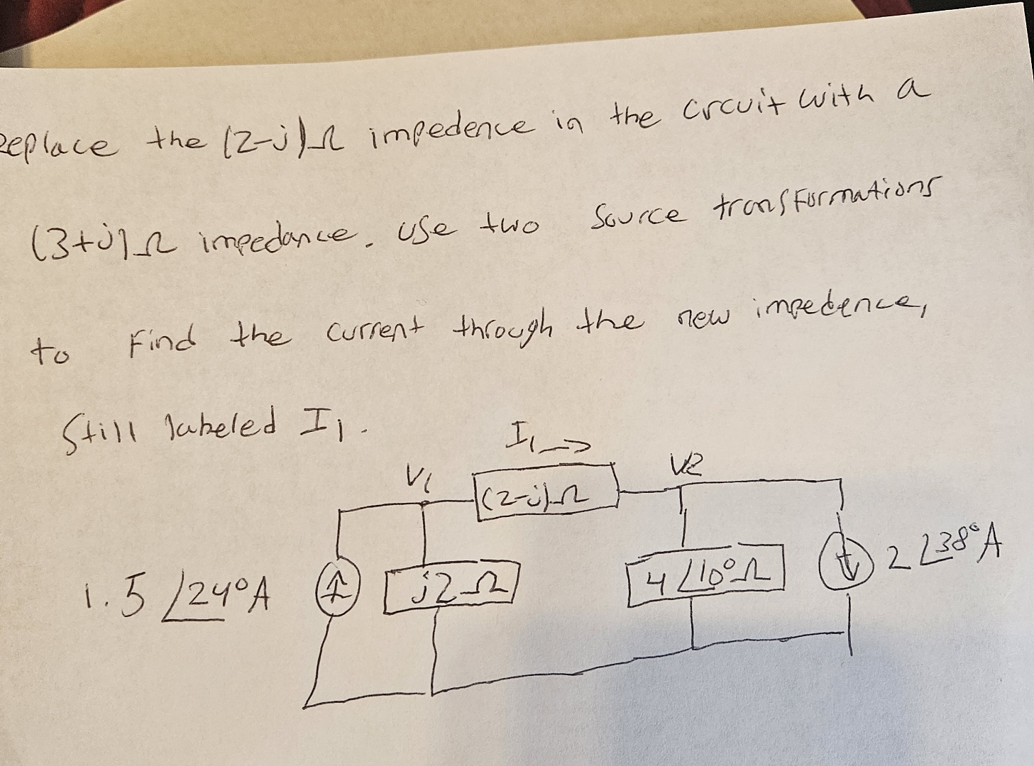 Replace the ( 2 - j ) impedence in the crcuit