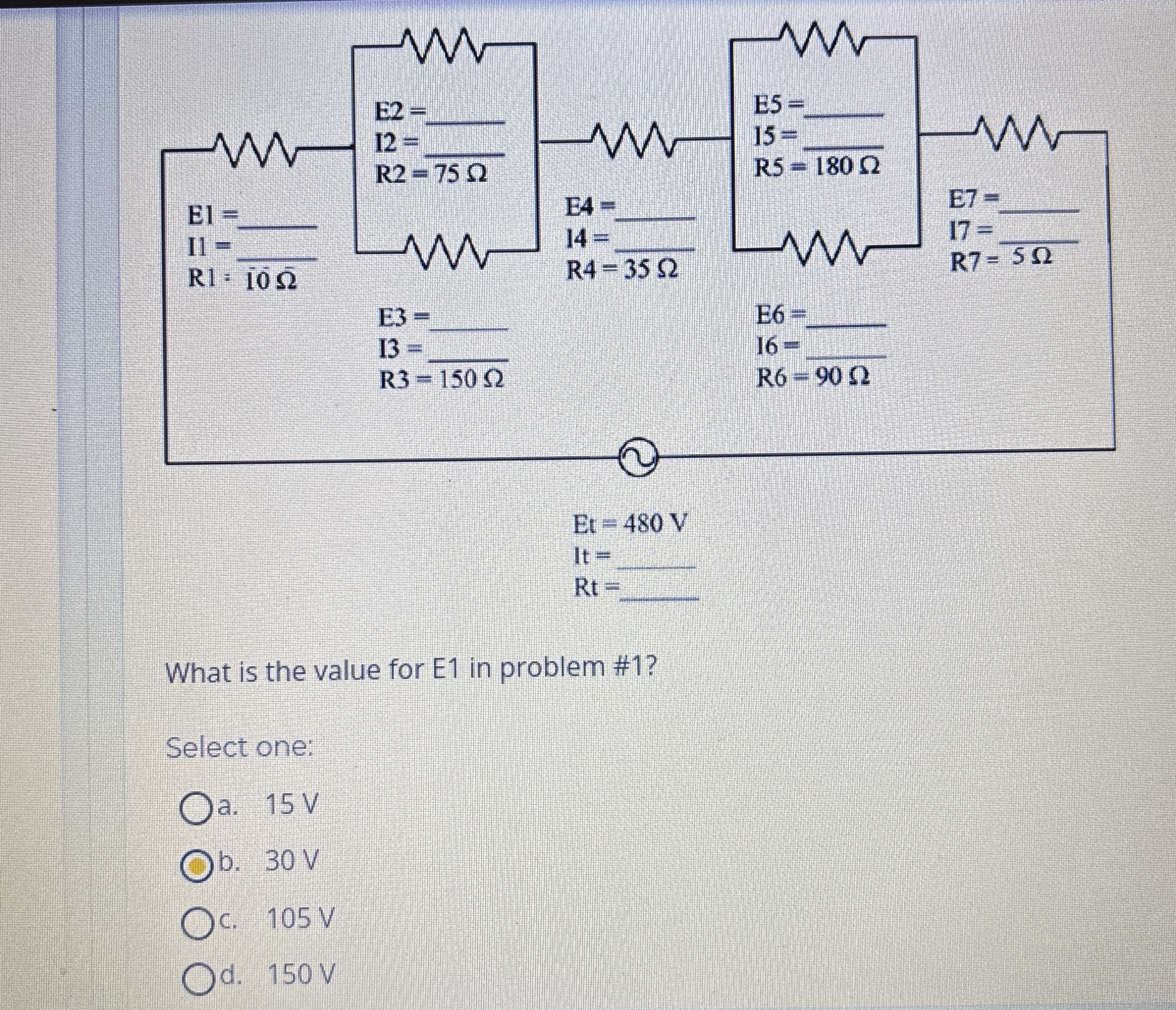 What is the value for E 1 in problem # 1 ? Select