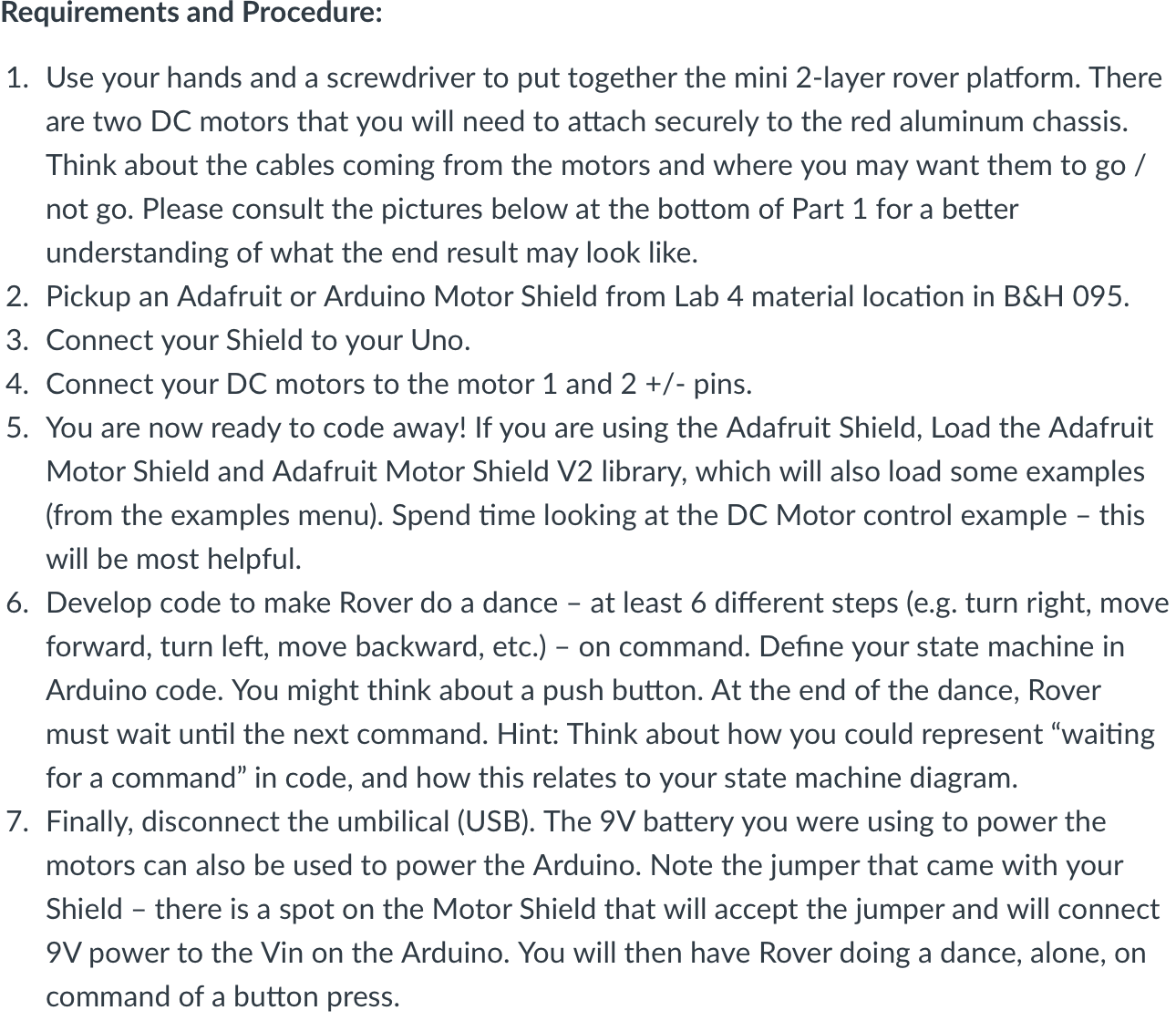 write a Arduino code that would work for this lab