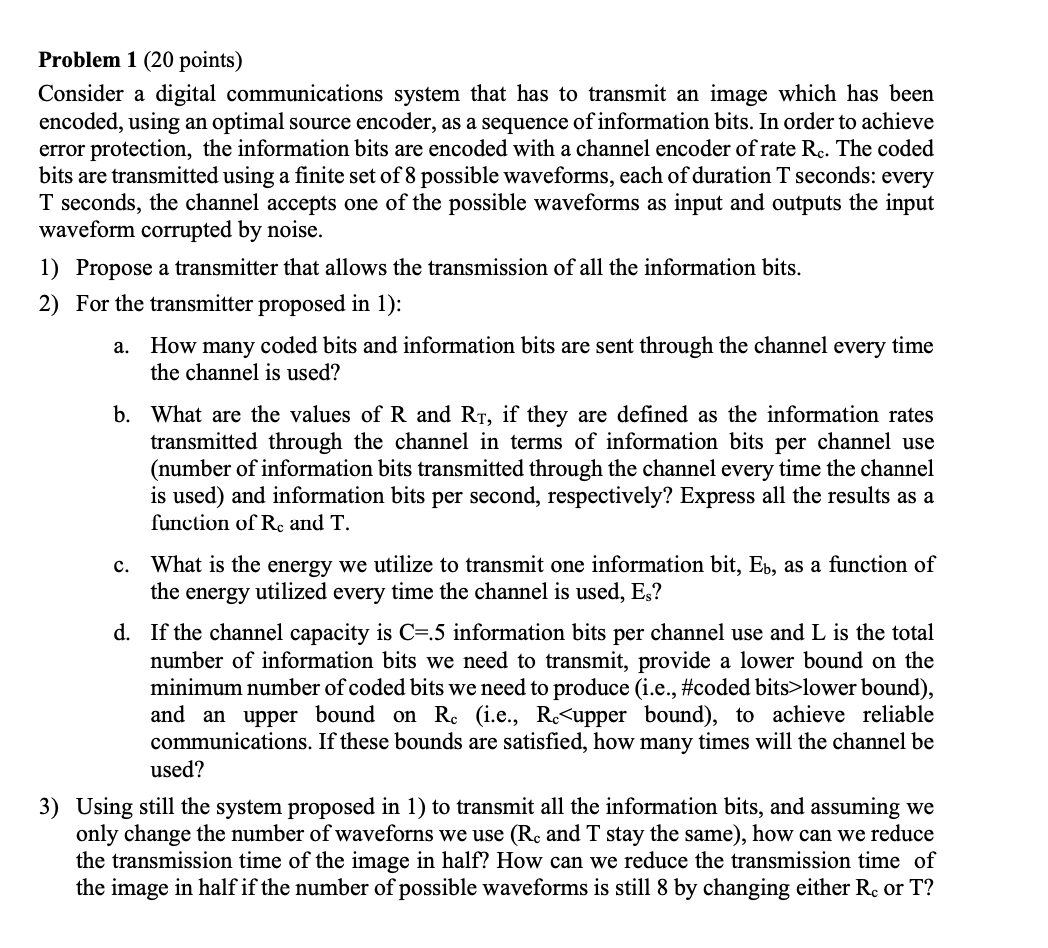Problem 1 ( 2 0 points ) Consider a digital