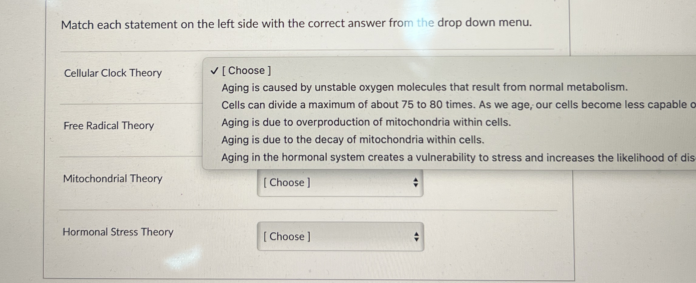 Match each statement on the left side with the