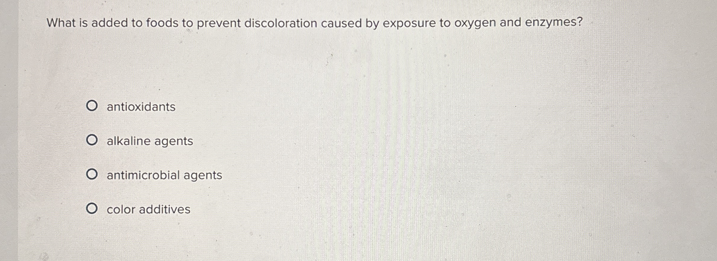 What is added to foods to prevent discoloration