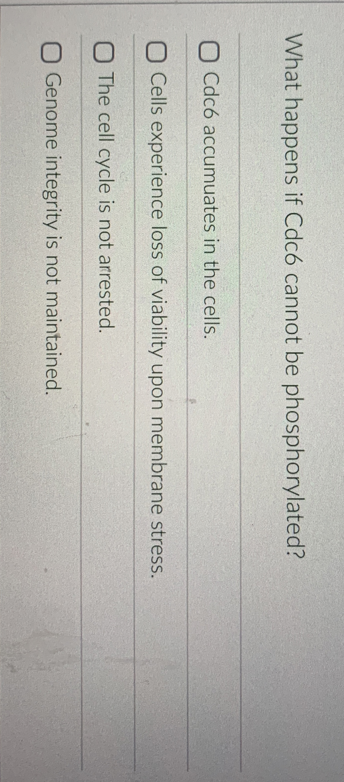 What happens if Cdc 6 cannot be phosphorylated?