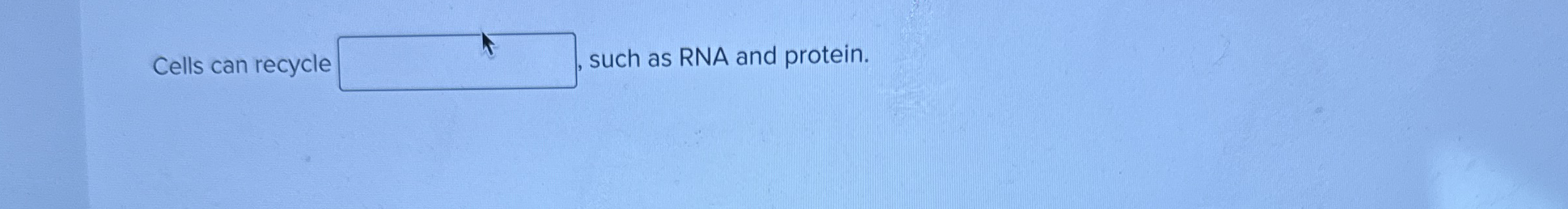 Cells can recycle such as RNA and protein.
