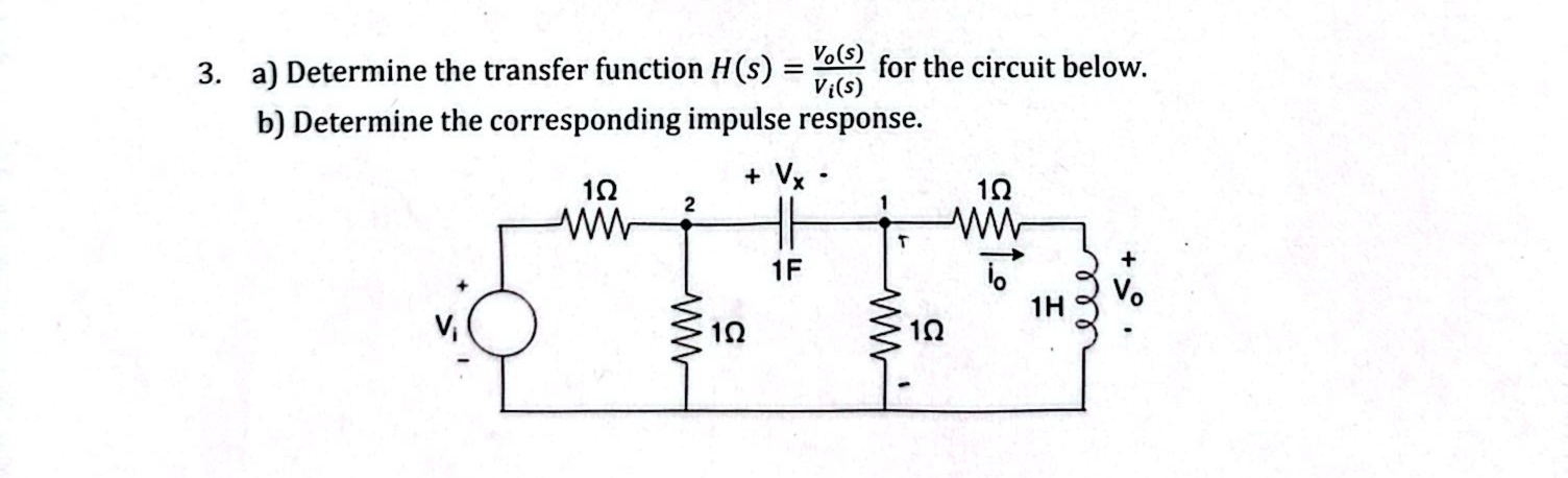 a ) Determine the transfer function H ( s ) = V o