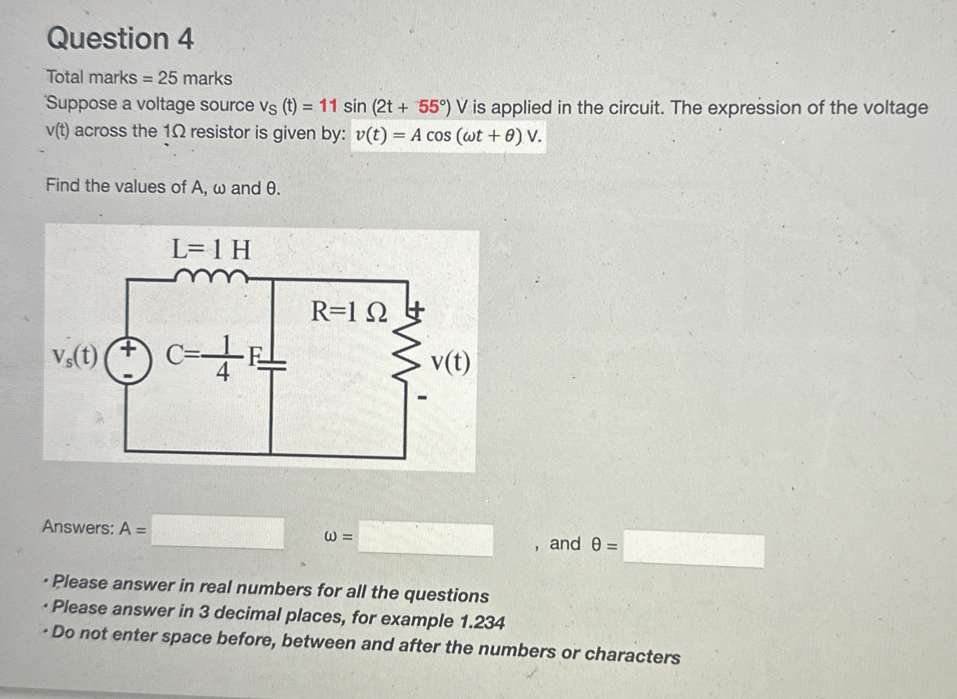Question 4 Total marks = 2 5 marks Suppose a