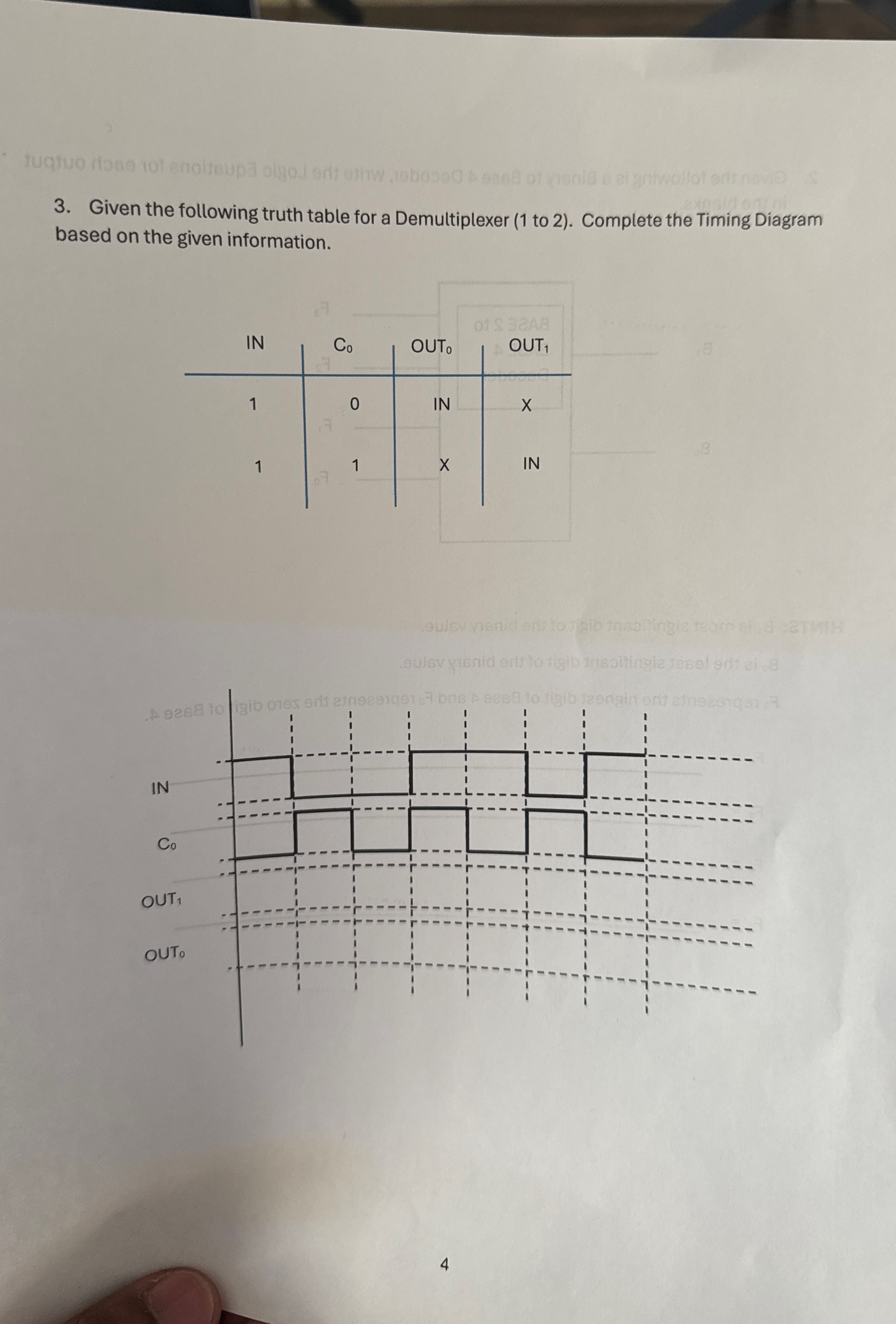 Given the following truth table for a